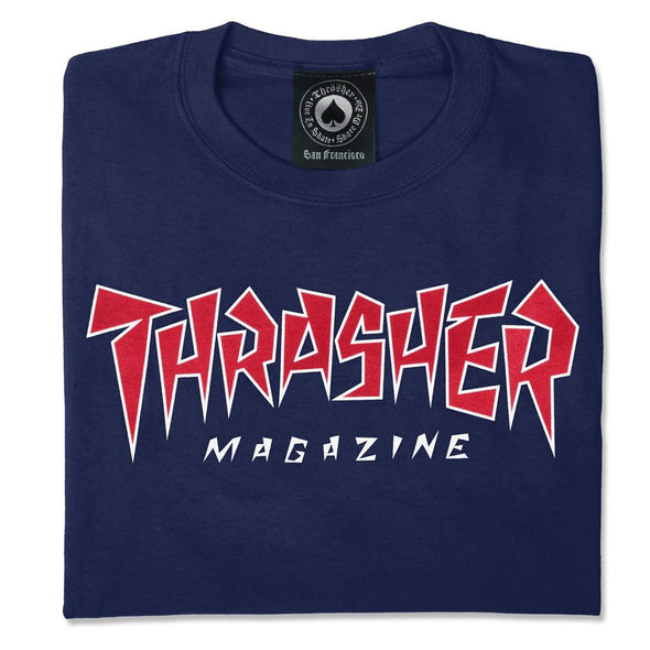THRASHER JAGGED LOGO NAVY SS
