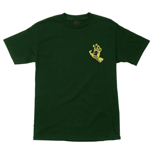 Screaming Hand S/S Heavyweight T-Shirt Forest w/Neon Sm Mens Santa Cruz
